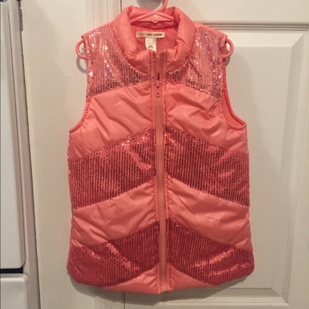Girls Self Esteem Sequined Puffer Vest